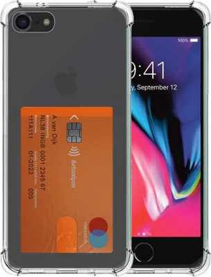 Immagine prodotto di Smartphonica Custodia per iPhone 7/8 con portacarte in silicone traslucido - Custodia backcover antiurto in TPU trasparente con slot per carte di credito