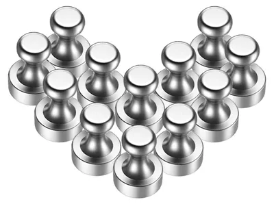 Produktbild von 12 Stück Neodym Magnete mit Aufbewahrungs Box, Klein N52 Magnete für Magnettafel, Whiteboard, Pinnwand - 12 x 16mm Mini Magnete