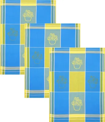 Produktbild von Betz 3 Stück Geschirrtücher 50x70 cm 100% Baumwolle ITALY Motiv: KRÄUTER  Farbe:  blau