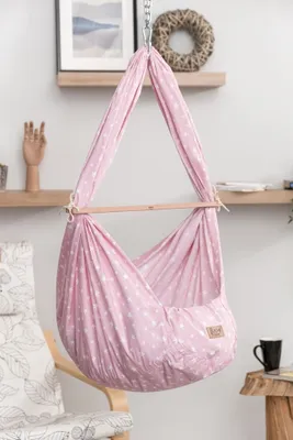 Produktbild von Baby Federwiege Komplett-Set in weiße Sterne Pink