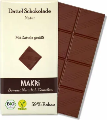 Produktbild von Makri Dattel Schokolade Natur 59% -- 85g