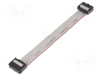 Productafbeelding van 1x platte kabel met -connectoren, 12x2 aderig. Platte kabel: 1,27 mm, type FC12150-S. Platte kabel met