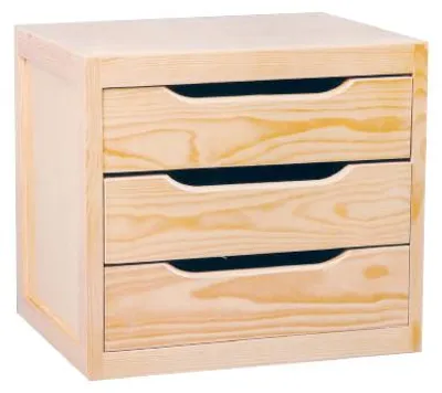 Immagine prodotto di Cassettiera da Tavolo 3 cassetti 39x30x29,5 cm in Legno di Pino Naturale
