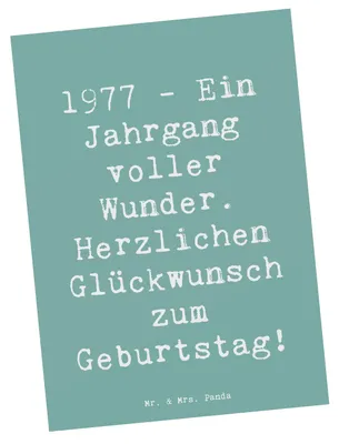 Produktbild von Mr. & Mrs. Panda Postkarte Spruch 1977 Geburtstag Wunder - Meeresbrise - Geschenk, Glückwunsch, Happy Birthday, Grußkarte, Ansichtskarte, Geburtstagsgeschenk, Postkarten
