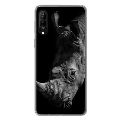 Produktbild von MuchoWow® Handyhülle Schutzhülle Hülle für Huawei P30 Lite Nashorn - Wildtier - Porträt Silikon Softcase Handy Hülle - Handyhülle