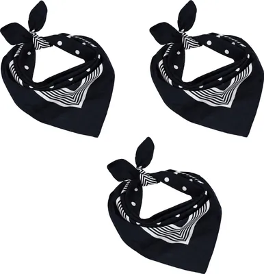 Produktbild von Betz 3er Pack Nickituch Bandana Richtfesttuch Halstuch klassisches Punktemuster Größe 55 x 55cm 100% Baumwolle Farben: rot, marine und schwarz - blau Farbe - schwarz-blau