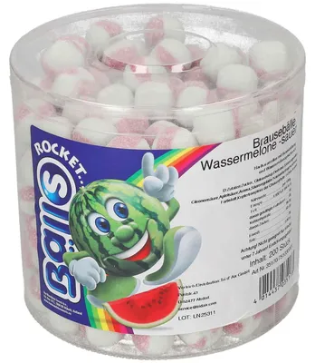 Image de Rocket Balls Balles effervescentes au goût de pastèque Boîte de 200 pièces