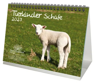Produktbild von Tierkinder Schafe DIN A5 Tischkalender 2027 Lämmchen - Seelenzauber
