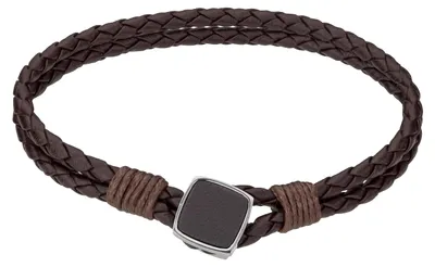 Produktbild von Herrenarmband Philipp Blanc Leder Braun 21 cm geflochten