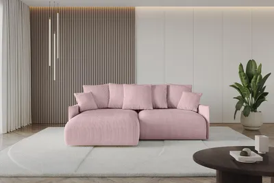 Produktbild von ALTDECOR Ecksofa mit Schlaffunktion und Bettkasten ONESK-L-v1 216x177x72 cm Rosa - Corner Sofa Eckcouch Couch L-Form angeordnet Schlafcouch Ausziehbar Wohnlandschaft