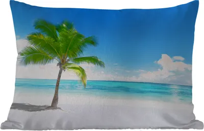 Produktbild von MuchoWow® Outdoor Kissen - Palme - Strand - Meer - Sommer - 60x40 cm - Wetterfest - Lounge Kissen - Zierkissen - Kissen für Innenräume