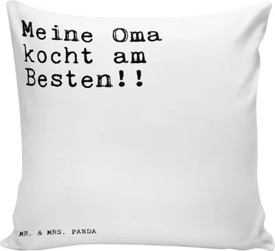 Produktbild von Mr. & Mrs. Panda Kissen 40x40 Meine Oma kocht am... - Weiß - Geschenk, Zitate, zier, Spruch Sprüche Weisheiten Lustig Weisheit Worte, Großeltern, Enkel, Polster, Kuschel