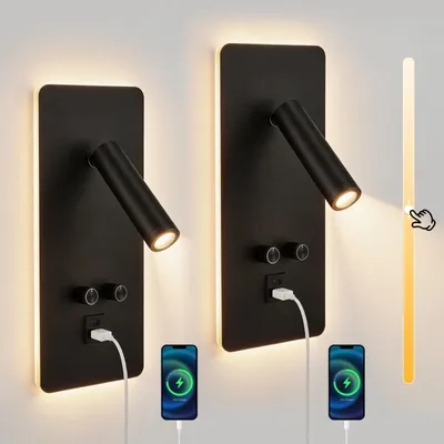 Obrázek produktu pro Dimmovatelná LED nástěnná lampa s USB nabíjecí funkcí