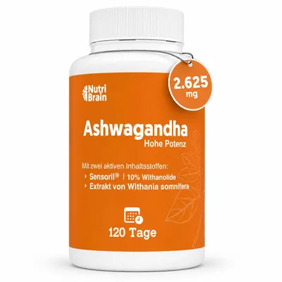 Immagine prodotto di Ashwagandha ad alto dosaggio Sensoril | 120 capsule | Doppia concentrazione | 10% withanolidi | in laboratorio | 4 mesi | Adattogeno