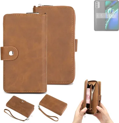 Produktbild von K-S-Trade Handyhülle Schutzhülle kompatibel mit Nokia G42 & Portemonnee Tasche Handytasche Case Etui Geldbörse Wallet braun (1x)