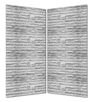 Produktbild von Wallario selbstklebende Duschrückwand 160 x 180 cm mit Motiv Steinwand grau - Wandverkleidung mit Hochglanzlaminat in Glasoptik