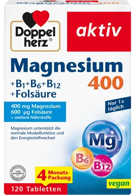 Obrázok produktu pre Doppelherz Horčík 400+B1+B6+B12+Kyselina listová Tbl 120 kapsúl