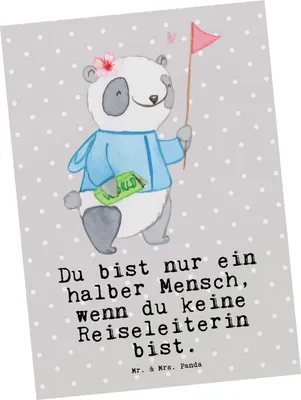 Produktbild von Mr. & Mrs. Panda Postkarte Reiseleiterin Herz - Grau Pastell - Geschenk, einzelkarte, Postkarten, Grußkarte, Ansichtskarten, Ansichtskarte