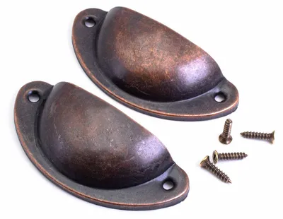 Produktbild von Vintageparts Muschelgriffe antik Kupfer 81 mm, 2 Stück