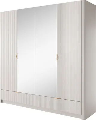 Produktbild von YOURHOUSE24 Kleiderschrank mit Spiegel 213 cm LANTE beige/gold