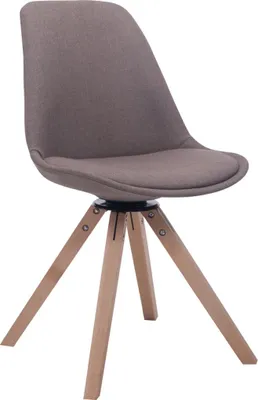 Produktbild von CLP Besucherstuhl Troyes Stoff Square drehbarer und mit eckigen Holzbeinen taupe Gestell Farbe natur