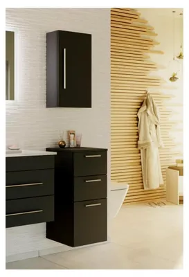 Produktbild von Badschrank-Set - Midischrank 75 cm und Hängeschrank 62 cm in Grafit