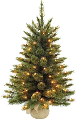 Produktbild von Triumph Tree Forest Frosted Künstlicher Weihnachtsbaum in Jutesack mit LED-Beleuchtung - H60 x Ø46 cm - Grün