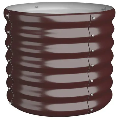 A brown corrugated metal planter.