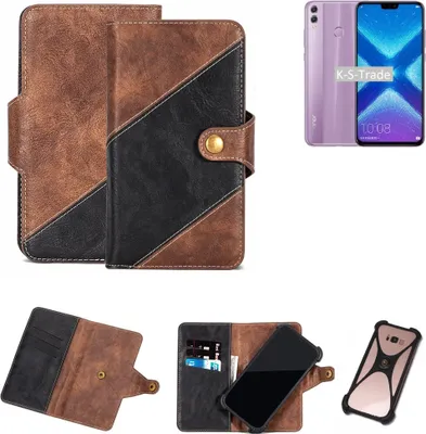 Produktbild von K-S-Trade Handy Hülle Schutz Hülle Schutzhülle Bookstyle Case kompatibel mit Huawei Honor 8X Handy Cover Hülle Schutztasche 1x