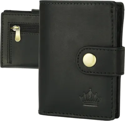 Produktbild von Slim Wallet Geldbeutel Schwarz Münzfach RFID-Schutz Leder Börse Mini Geldbörse