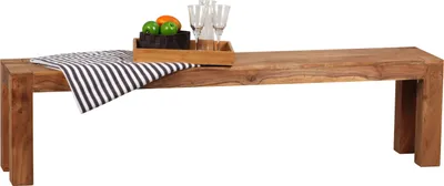 Produktbild von WOHNLING Esszimmer Sitzbank MUMBAI Massiv-Holz Akazie 180 x 45 x 35 cm Holz-Bank Natur-Produkt Küchenbank im Landhaus-Stil
