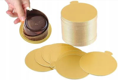 Produktbild von PartyPal Goldene runde Kuchenunterlage 8 cm 100 Stück