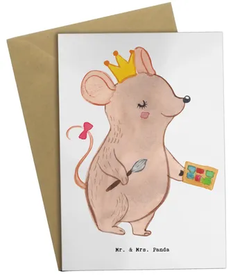 Produktbild von Mr. & Mrs. Panda neujahrskarte Maskenbildnerin Herz - Weiß - Geschenk, Kosmetikstudio, Grußkarte, einladungskarten, Kosmetikerin, Grußkarten, dankeskarten, Wellness