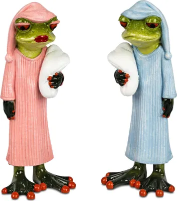 Produktbild von formano 2er Set Frosch Figuren lustige Schlafmütze - 17 cm