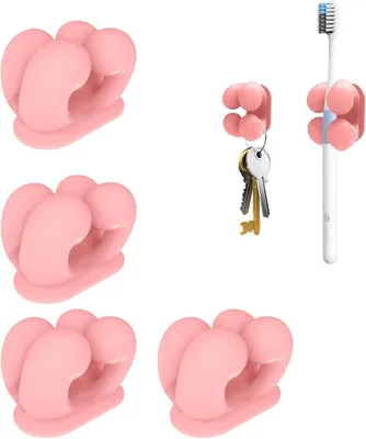 Produktbild von Scheerhalter und Zahnbürstenhalter, 4 Stück, Rosa, Selbstklebend, für das Badezimmer