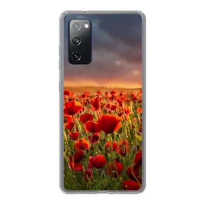 Produktbild von MuchoWow® Handyhülle Schutzhülle Hülle für Samsung Galaxy S20 FE Sonnenuntergang über einem Feld von Mohnblumen Silikon Softcase Handy Hülle - Abdeckung