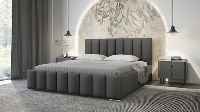 Produktbild von Furmeb24 - NERO - 120 x 200 cm - Polsterbett aus Holzrahmen , Doppelbett mit h¶her Kopsttze - Ohne Matraze - (Kronos 22)