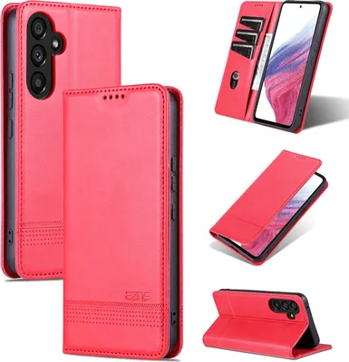 Image de Etui en cuir pour Samsung Galaxy S23 FE, étui portefeuille pliable avec fermeture magnétique et support Rose