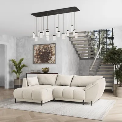 Produktbild von Masseno Ecksofa VESTANO L-S mit Schlaffunktion L-Form, Sofa mit Bettkasten, Wohnzimmersofa, Couch, Soffa, Bettsofa, Couchgarnitur- Creme, QUELLE 02