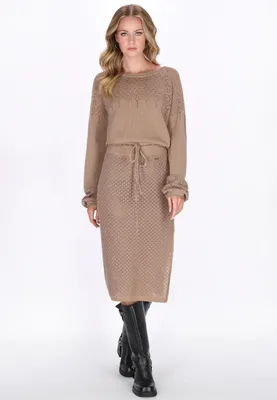Zdjęcie produktu dla Damski sweter SAPORTA – kolor taupe, rozmiar M/L