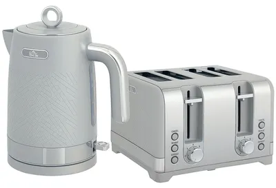 Obrázek produktu pro Sada: toustovač a varná konvice, objem 1,7 l, 4 sloty | Barva: šedá | Rozměry: 16 x 23,6 x 27,6 cm