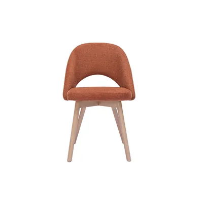 Produktbild von Miliboo - Skandinavische Stühle aus Stoff mit strukturiertem Samteffekt in Rostbraun und hellem Holz (2er-Set) COSETTE