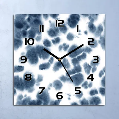 Produktbild von Wanduhr Echt-Glas-Küchenuhr Blaue Tinte blau Quarz Lautlos 30x30 Deko Bilder