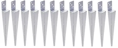 Produktbild von Set Pfostenträger 60x600 mm Einschlaghülse L-Form feuerverzinkt Bodenhülse 12 Stück