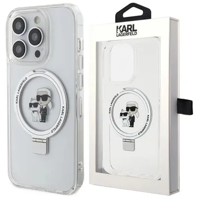Produktbild von Karl Lagerfeld Ring Stand Karl&Choupette MagSafe Hülle für iPhone 13 Pro Max  weiß Handyhülle