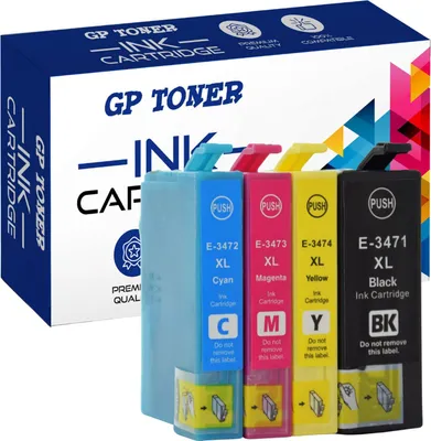 A box of GP Toner ink cartridges with four cartridges displayed in front.
