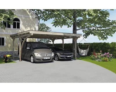 Produktbild von Doppelcarport weka 616 A inkl. Einfahrtsbogen 500 x 500 cm kesseldruckimprägniert