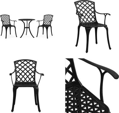 Obrázok produktu pre vidaXL 3 ks Bistro Set Cast Aluminium Black - Bistro Set - Bistro Set - Bistro Set - Bistro Set - Bistro Set
