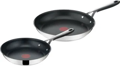 Two frying pans are shown against a white background.