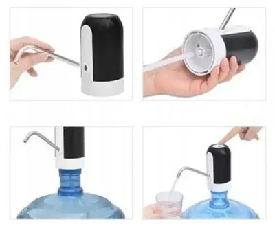 Zdjęcie produktu dla Pompka elektryczna do wody LED dozownik dystrybutor USB akumulatorowa do butli 5L 20L czarna nalewak